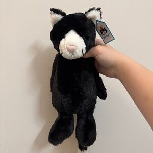 Jellycat Medium Bashful Black and White Kitten -BNWT VHTF Retired Fast Shipping!
